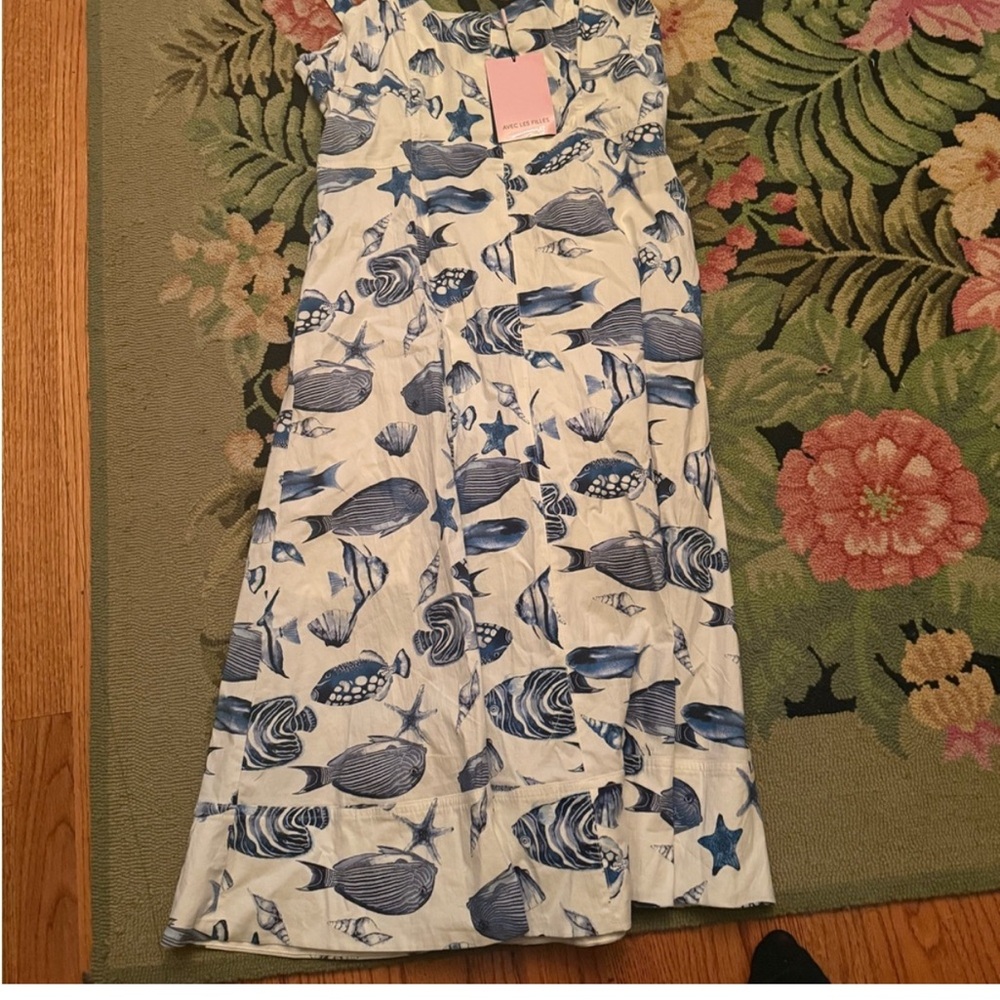 Avec Les Fiilles Fish + Shells Beach Beautiful Dress NWT 14 Hampton Summer Look